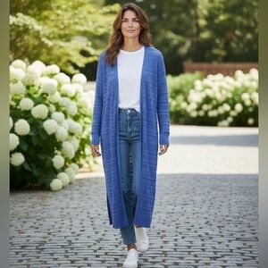 Chico’s Blue Textured Duster Cardigan - Size 2 / US Large